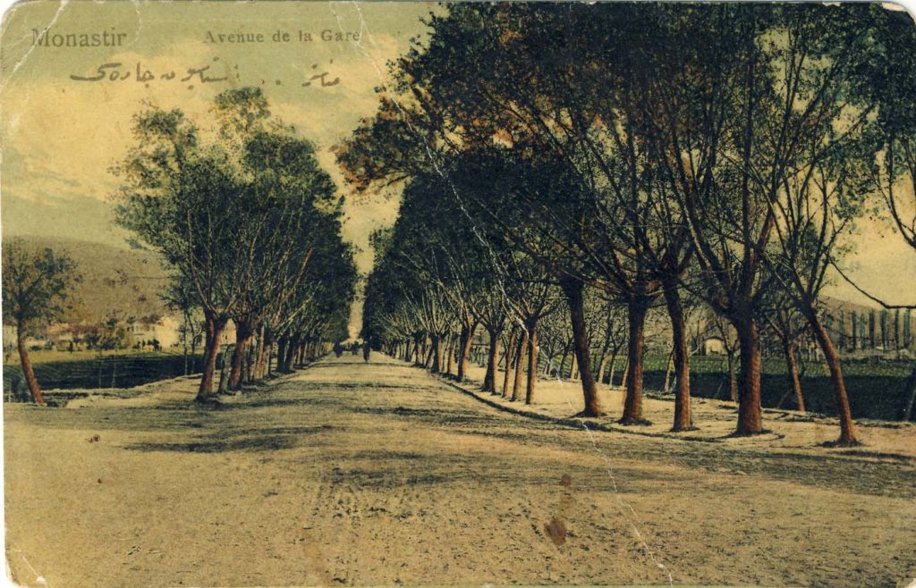 Патот-авенијата што води кон железничката станица на разгледница од 1908 година.