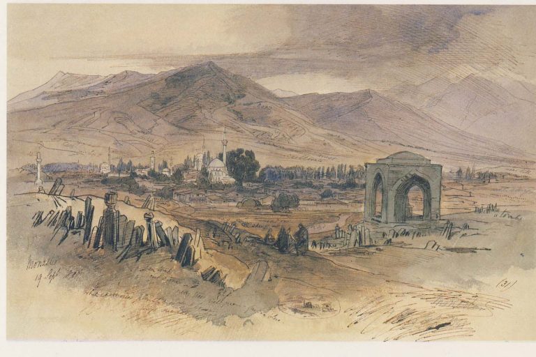 Edward Lear, Битола 20 септември 1848 година. Панорама на Битола од Турските гробишта.